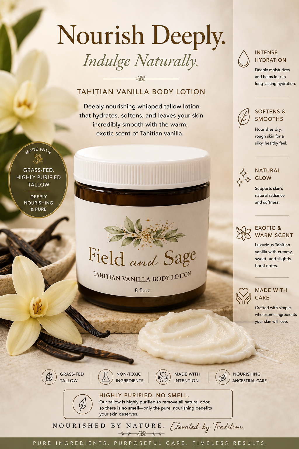 Tallow Body Lotions, 8oz.