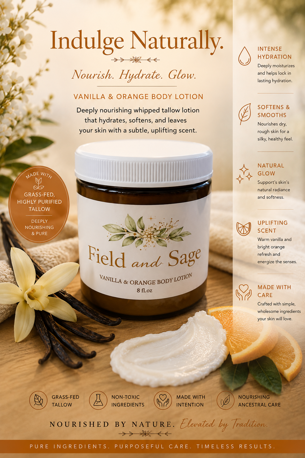 Tallow Body Lotions, 8oz.